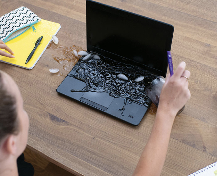 ice water spill on computer