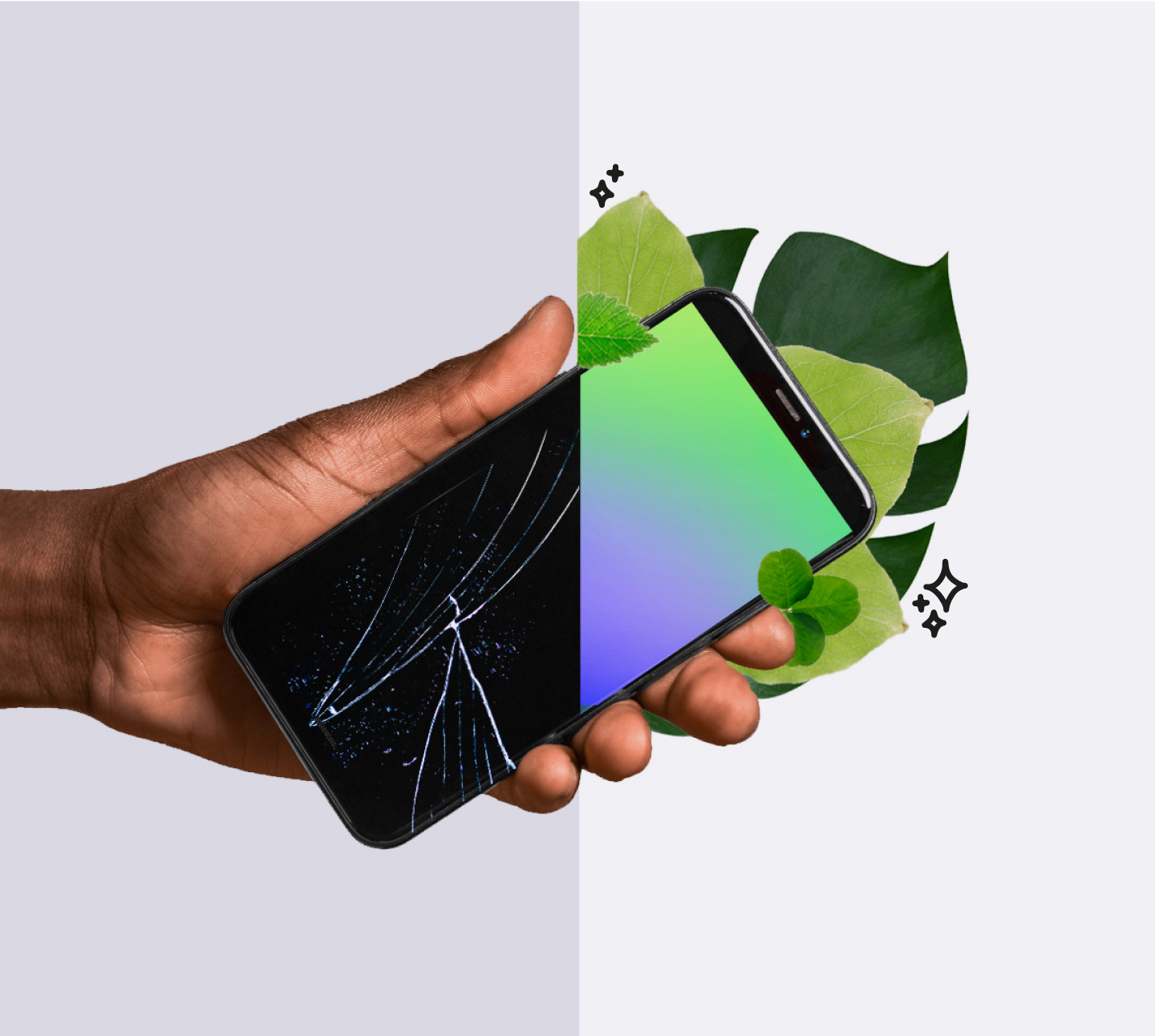 broken phone transformed by repair and refurbishment